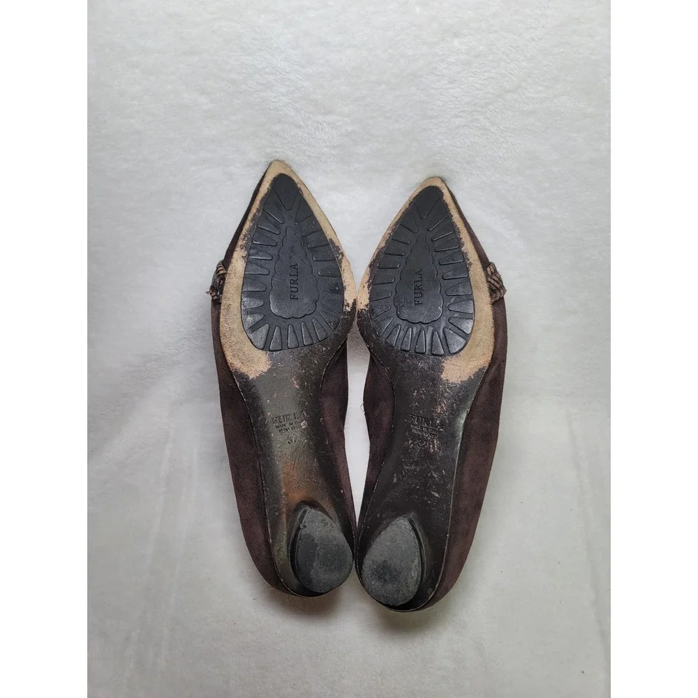 Furla Italian‎ Witchy Brown Balletcore Flats Whimsigoth Leather Shoes Size 6.5